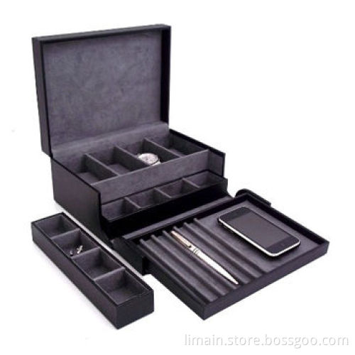 Wooden Jewelry Box with Multiple Compartments and Removable Tray